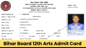 Bihar Board Inter Arts Admit Card